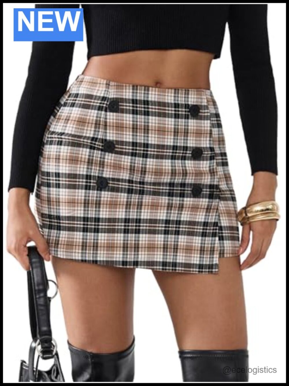 Women's High Waist Plaid Bodycon Mini Skirt Stretchy Y2K Fall Winter Tweed